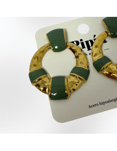 Aros verde y dorado Pipía Pharma